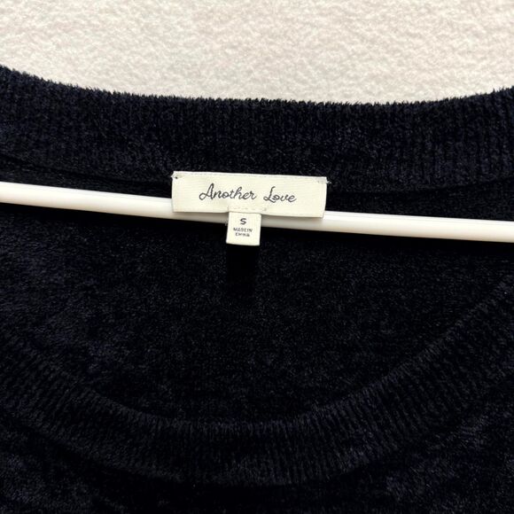 Another Love $98 Zola Sweater Dress Black Velvet Puff Sleeve Size S - Picture 4 of 11